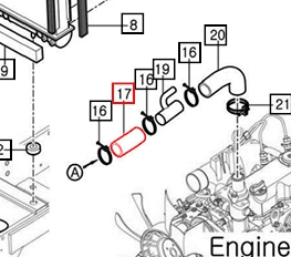 Mahindra upper straight radiator inlet hose 12411040010 for 4010 Gear 4010 HST and 5010 Gear and HST cabin tractor engine cooling systems.
​