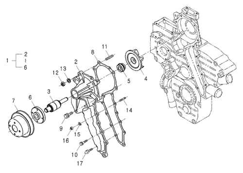 Mahindra Engine Water Pump Assembly E580073035 E580073036 E580073037 For 10 Series 2810 3510 4010 4110 4510C T4 5010 6010 And 6110 Compact Tractor Diesel Engines.