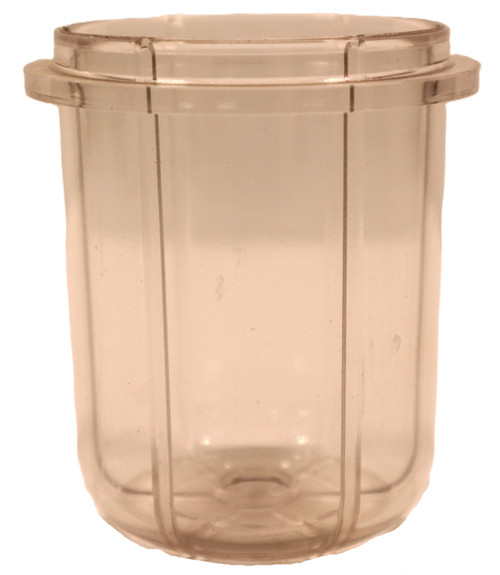 Mahindra fuel filter cup 15131023270 for 4510, 5010 and 6010 cab tractors, clear plastic fuel bowl that threads to the fuel filter assembly to collect diesel, water and contaminants.