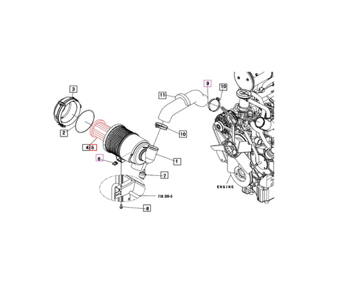 Mahindra Inner Air Filter (19480413500) for 1500 and 1600 Series Tractors, including 1533, 1538, 1635, and 1640 Models