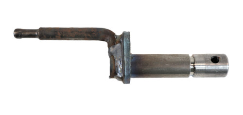 Mahindra 4WD change lever arm 14522652200 shown as a small steel shift arm with splined or clamped bore and linkage hole that mounts on the 4WD selector shaft to operate the front‑wheel‑drive engagement on Mahindra cab and platform tractors.