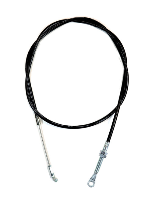 Mahindra hand accelerator cable 19457517000 shown as a black sheathed control cable with threaded ends and barrel/link fittings that runs from the dash hand throttle lever to the engine linkage on Mahindra 1526, 1626, 2815, 3016, 3215, 3316, 3616 and Max 28 XL tractors.