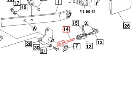Mahindra 3 point hitch check chain end 10383034000 for 2415 2516 and Max 26 28 XL tractors right hand thread linkage stabilizer chain.