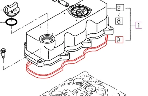 Mahindra cylinder head cover gasket E5850-14521 E585014521 for 10 Series 2310 2810 3510 4010 HST and 4WD gear tractor engines.
