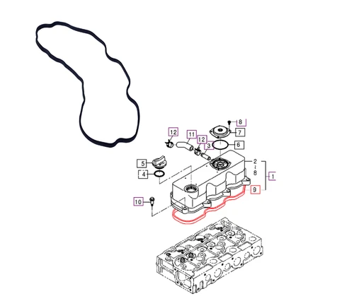 Mahindra cylinder head cover gasket E5850-14521 E585014521 for 10 Series 2310 2810 3510 4010 HST and 4WD gear tractor engines.