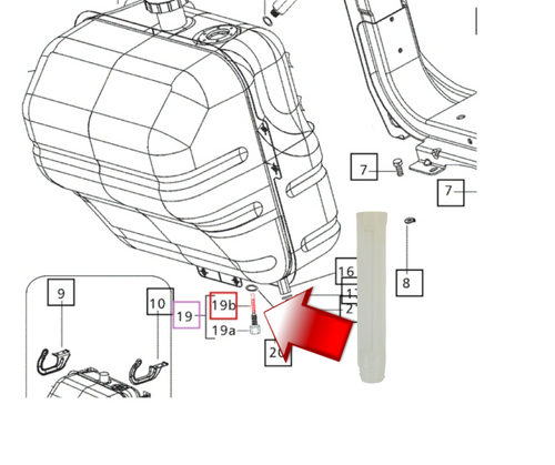 Mahindra tank fuel filter screen 007515283B1 for 00 25 30 4500 5500 Series tractor fuel tanks mounting on top of the fuel tap adapter in the bottom of the tank.
