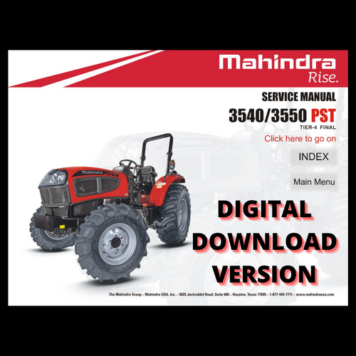 SERVICE MANUAL/OPERATOR'S MANUAL COMBO FOR NON CAB 3540/3550 PST  **DIGITAL VERSION**