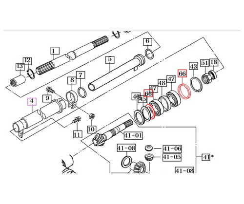 Mahindra front differential shim 16704110121 for 10 2500 and 2600 Series 4WD tractors, thin steel shim installed behind front differential carrier or bearing races to adjust preload and ring-and-pinion gear backlash for proper front axle operation.