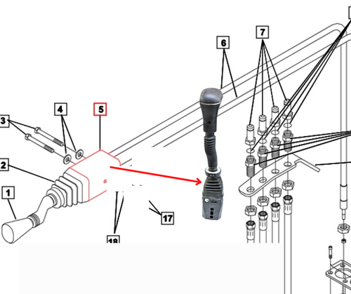 Mahindra joystick controller mount KMW14083025 complete loader joystick bracket assembly for ML116 ML120 ML130 3540 3550 3650 and 4035 tractor loaders.