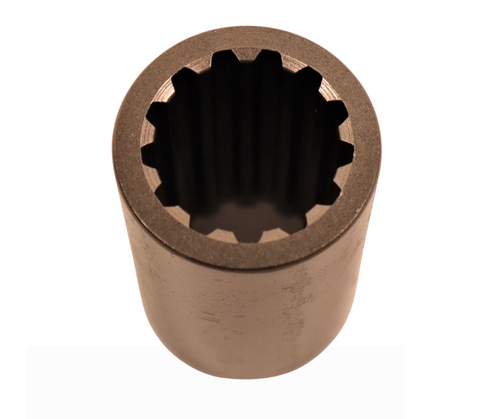 Mahindra front drive shaft coupling D=32 part 14251320150 is used across many 10 Series tractors (2310 HST and 4WD Gear, 2810 4WD Gear and HST, 3510 4WD Gear old/new sheet metal and HST, 4010 Gear and HST, 4110 T2/T4, 4510 Cab T2/T4, 5010 Gear/HST Cab, 6010 HST Cab, 6110 Gear Cab and 7010 Cab) in the front axle bracket, front differential gears and front drive shaft groups, as well as 2500 Series 2540, 2555 Gear/HST Cab, 2565 Gear Cab and 2538 HST OS/Cab and 2600 Series 2638 OS/Cab, 2645 OS/Cab, 2655 Gear/HST OS/Cab, 2660 HST/PST OS/Cab, 2665 Gear Cab and 2670 PST Cab in the input gear, front axle bracket and front drive shaft assemblies. This splined D=32 coupling links the front propeller shaft, input gear and front axle/differential components to transmit 4WD drive power on Mahindra compact and utility tractors.
