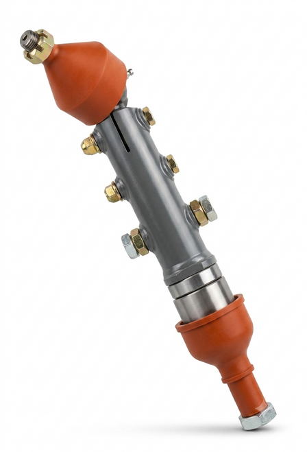 Mahindra LH/RH power steering connecting rod assemblies 007201345C91 and 007201345C92 tying the steering cylinder to front steering arms on select 00, 30, and 5500 Series tractors.
