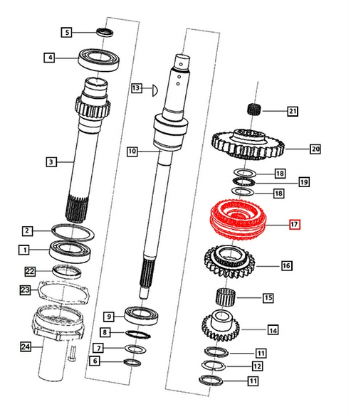 Mahindra synchropack forward/reverse single cone 000012070P04 shown as a compact synchronizer hub and cone assembly that mounts on the main and PTO drive shafts of 5520, 6520, 7520, 7060, 8560 and mPower 75/85 tractors to enable smooth, clash‑free forward and reverse gear engagement.