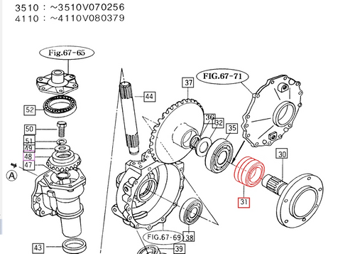 Mahindra front gear case oil seal 15604330121 shown as a double‑lip 55 x 79 x 23 mm rubber‑coated metal seal that presses into the front gear case on Mahindra 3510 and 4110 4WD tractors to seal around the front axle drive shafts and prevent gear oil leaks.