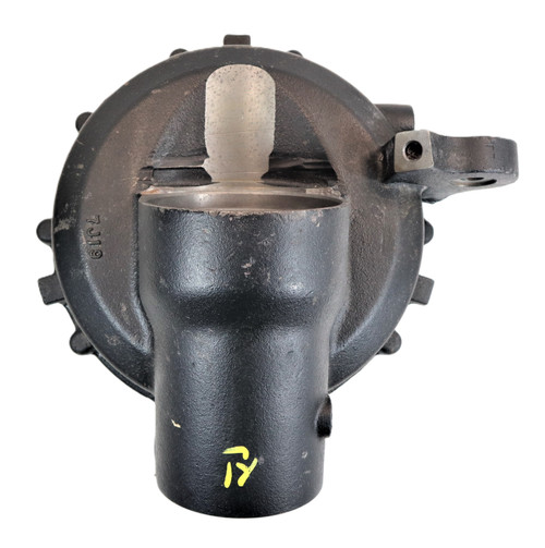Mahindra left‑hand front final drive case 12414342000M for 5010/6010 and 2555/2655/2660 tractors, providing the main structural housing for the planetary gears and wheel hub on the front axle assembly.