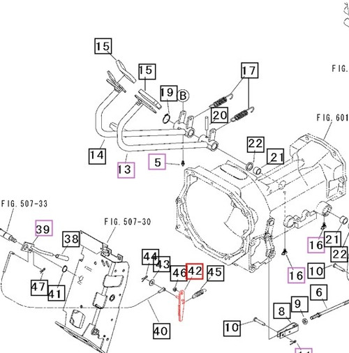 Mahindra parking brake ratchet arm 19561829002 for 15 Series, 16 Series, Max 26XL 28XL, and 1500/1600 Series tractor clutch and brake control assemblies.