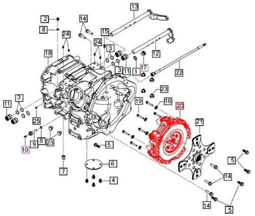 Mahindra clutch cover assembly 006518201V91 shown as a heavy‑duty multi‑spring pressure plate that bolts to the flywheel on 5145 and 5155 4WD tractors, engaging the clutch disc to drive the transmission.
