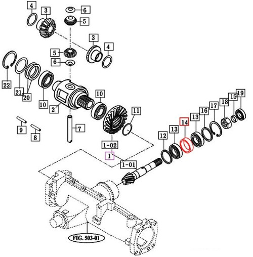 Mahindra front differential spacer 17994340140 for 2565 2670 4530 5545 6110 7010 tractor front axle differential assembly.