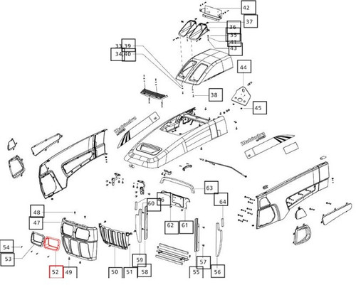Mahindra left hand headlamp cover 007500198D3 007500198D2 for 5520 6520 7060 7520 8560 mPower 75 85 tractor hood front end assembly.