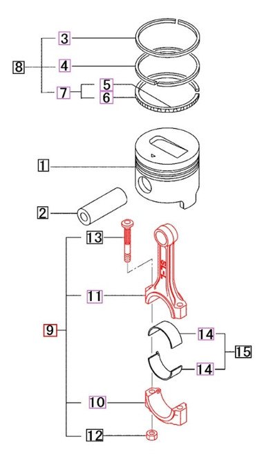 Mahindra connecting rod assembly 31B19-01023 31B1901023 for 2415 1526 2516 2816 3016 1626 Max 24 25 26 28 tractor engines.