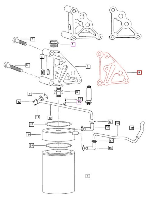 Mahindra lubrication oil filter bracket gasket 000020714E05 for 4500 4530 5500 6000 6500 and 5545 tractor engines.