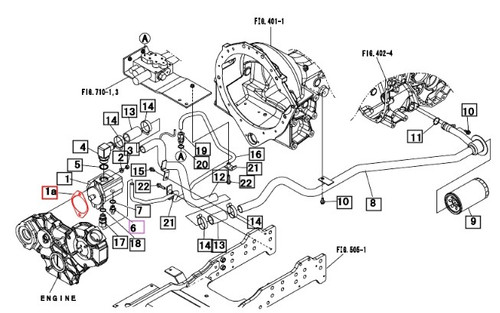 Mahindra hydraulic tandem pump gasket 19482113000 for 1533 1538 1635 and 1640 tractor hydraulic pump and line assembly.