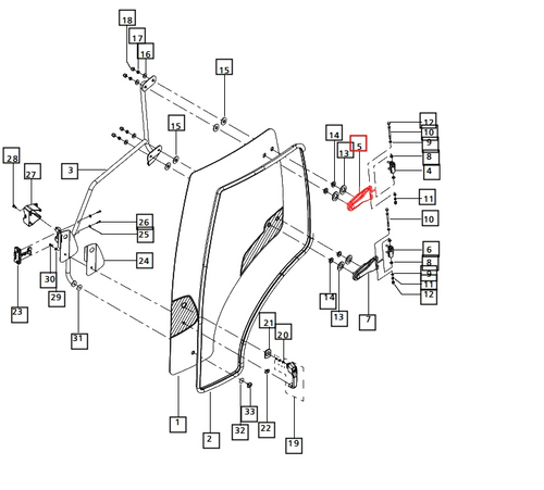Mahindra door hinge half 218x91 LH 007652763U01 replacing movable hinge E007517465D1 for 6065 6075 7060 8560 3540 3550 3640 3650 7095 8090 8100 mPower 75P and 85P cab tractor doors.