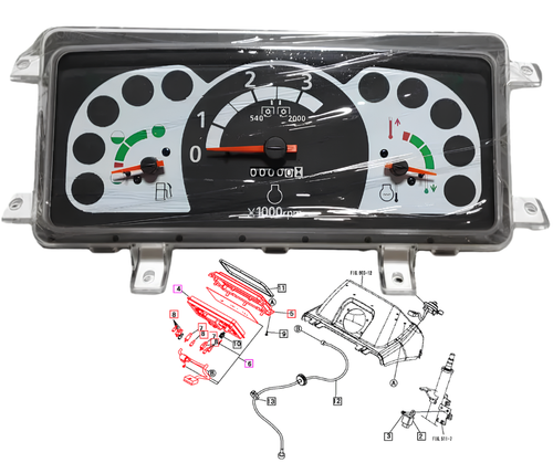 Mahindra instrument cluster panel assembly 19458602000 dash gauge meter for Max 22 24 25 26 28 1526 1626 3016 and 3616 tractors.
