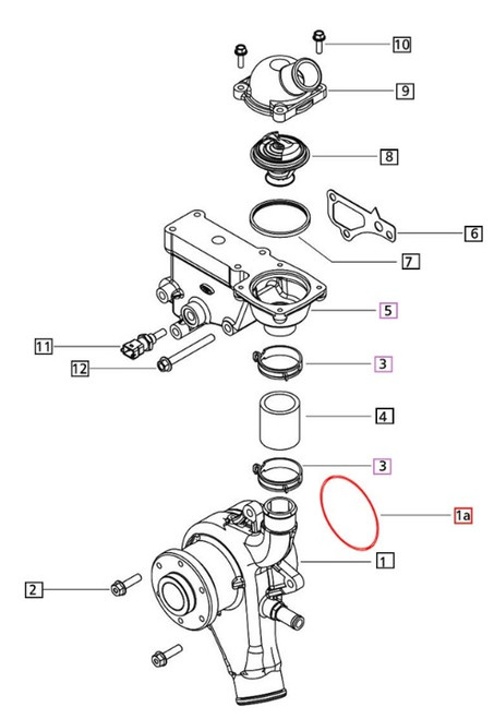 Mahindra water pump O-ring 006030810D1 for Mahindra 7085 7095 8100 8090 9110P 9110S 9125P and 9125S tractors, used in the engine cooling system to seal the water pump and prevent coolant leaks.