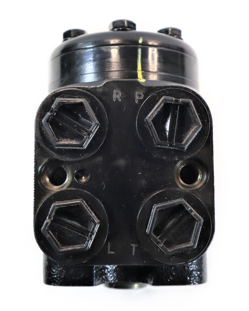 Mahindra HSU steering unit E007206333B91 shown as a Series 5 hydrostatic steering valve and column assembly that mounts under the dash on 4025, 4540, 4550, 3540/3550 and 3640/3650 cab tractors to control front axle steering via hydraulic lines instead of mechanical linkages.