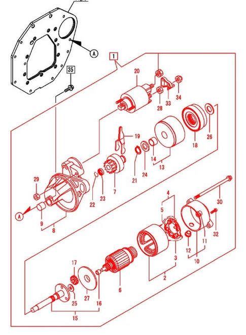 STARTER ASSEMBLY FOR EMAX22 & EMAX 25 MAHINDRA TRACTORS