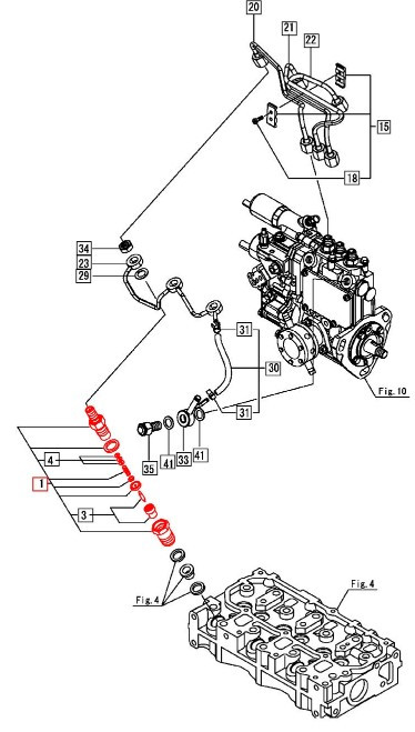 Mahindra fuel injection nozzle assembly 119C1053000 used on eMAX20S HST OS tractors in the fuel injection valve group and fast‑moving parts list. Priced and Sold Per Each.