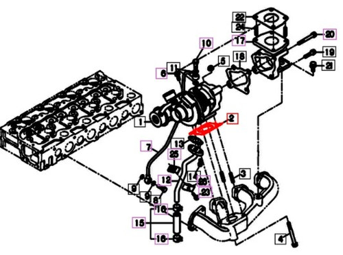 Mahindra turbo gasket E650017103 for Mahindra 6010 HST cabin and 6110 gear cabin tractors, used between the turbocharger and engine components to seal boost and exhaust passages and help prevent leaks.