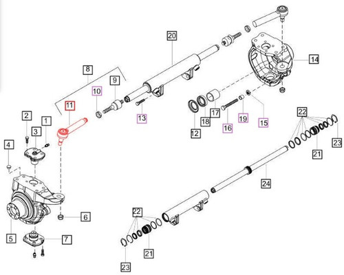 TIE ROD END FOR POWER STEERING CYLINDER ON 6065, 6075, 7085, & 7095 MAHINDRA TRACTORS (006514816U1)