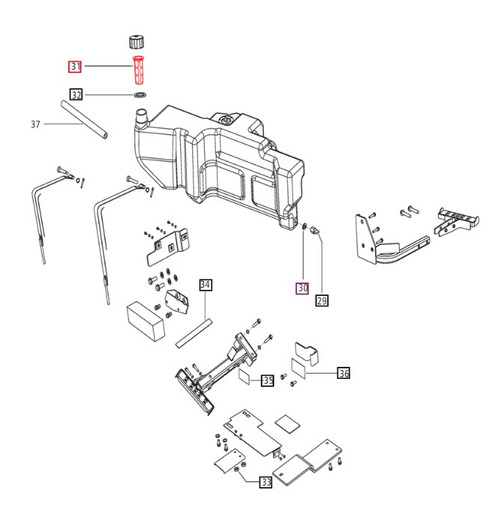 Mahindra fuel tank suction strainer E007539534D1 for Mahindra 3535 4035 4535 5035 3540 3550 3640 and 3650 tractors, used on the suction pickup inside the fuel tank to act as a screen that traps debris before fuel enters the supply line and filters.