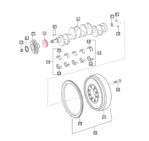 Mahindra crankshaft pinion gear 006008141D1 for 1533 1538 1635 1640 2538 2540 2545 2638 2645 3535 3540 3550 3640 3650 4025 4525 4035 4535 4540 4550 5145 5155 tractor engine front gear train