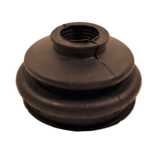 Mahindra power steering cylinder dust cover 10014363241 shown as a small accordion‑style rubber boot that fits over the steering cylinder rod to protect it from dust and debris on Mahindra compact and utility tractors.
