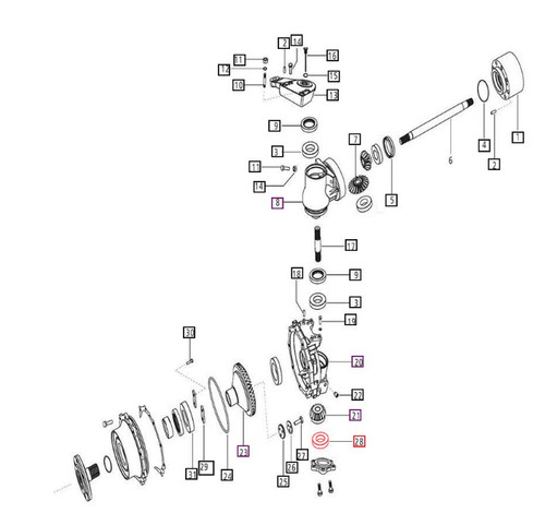 Mahindra bearing 006507711D1, OEM roller bearing used in front axle hub assemblies on various 35/3500/3600/4025/4540 and 5100 Series tractors and in PTO input/output shaft assemblies on 6065, 6075, 7085 and 7095 4WD models.