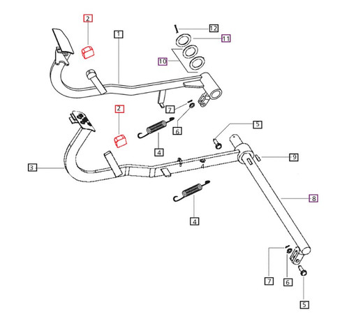 Mahindra brake pedal rubber pad 000061162M01 for Mahindra C27 C35 4500 4530 5500 5530 5545 5555 5565 5570 6000 6030 6500 and 6530 tractors, used on the foot brake pedal as a rubber pad to improve grip and protect the metal pedal surface.