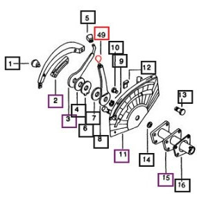 Mahindra hydraulic position control lever knob 001121152R1 for 05 Series 475 DI/E40, 485 DI, and 575 DI tractors, a threaded plastic handle for the 3‑point hitch control lever.