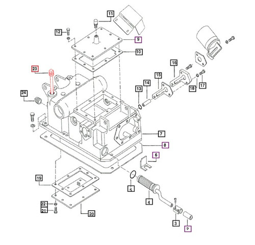 Mahindra threaded short hydraulic dipstick 005551716R1 for Mahindra 3505 E350 4505 4005 5005 475 485 575 3325 3525 C27 and C35 tractors, used in the hydraulic lift housing as a threaded dipstick to measure hydraulic oil level.