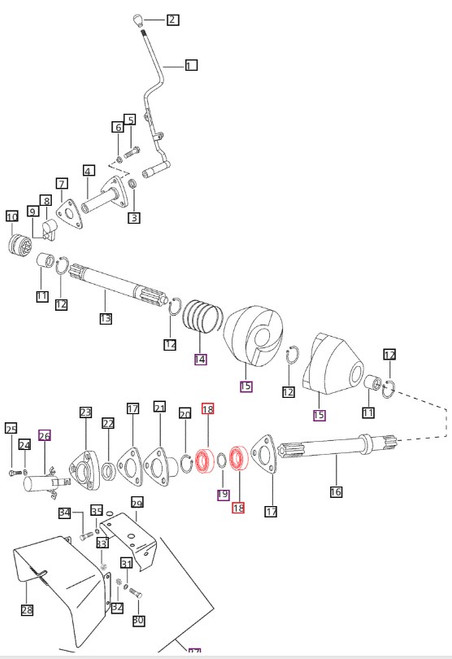 Mahindra PTO shaft bearing 000041941C11 for C27, 3325, 3825 and E350 tractors, OEM rear PTO support bearing that carries the PTO shaft in the rear housing and keeps it aligned with the operating lever.