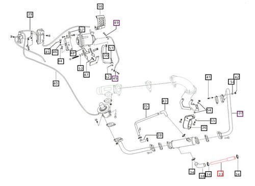 Mahindra pipe water inlet to EGR cooler 006007730F1 for 5525 5530 6030 6525 6530 7060 tractor engines cooling and EGR system