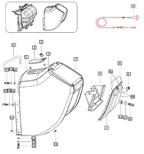 Mahindra 4500 tractor pull‑to‑stop cable 007535119C12 shown as a dash‑mounted manual engine shutoff cable assembly with knob and sheath that connects to the fuel‑injection pump shutoff lever on 2WD and 4WD models.