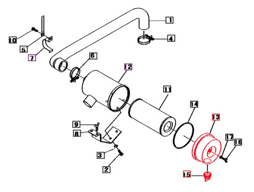 Mahindra air cleaner cap with vactuator 35530501300 for air cleaner assemblies on 15 Series 2615 gear, 2615 HST 4WD, 3015 HST and 16 Series 2816 gear and 2816 HST 4WD tractors.