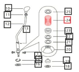Mahindra gear shift lever spring 000029547D used in the gear shifter mechanism and transmission case cover front assemblies on multiple 05, C, 25, 00, 30, 4500, and 5500 Series tractors such as 3505, 3325, 4025, 4525, 5525, 6025, 4500, 5500, 6000, 6500, 4530, 4540, 4550, 4565, 5530, 5545, 6030, 6525, and 6530.