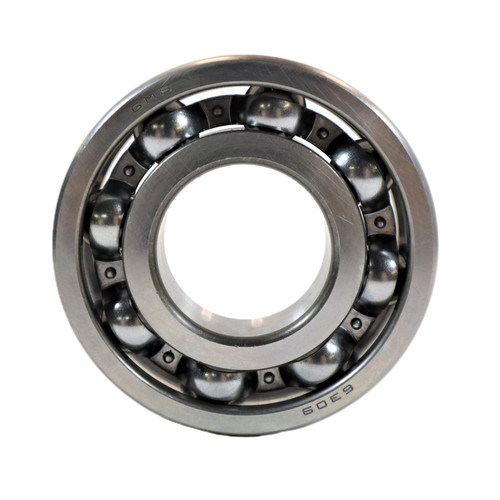 Mahindra ball bearing V6001106309 shown as a sealed radial ball bearing used to support bevel gears and differential components in the front gear case and rear differential of various Mahindra tractors.