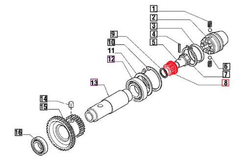 Mahindra PTO synchro clutch lock ring 006500683C1 for 4500 5500 6000 6500 4WD 00 Series tractor IPTO inner gears and shaft.
