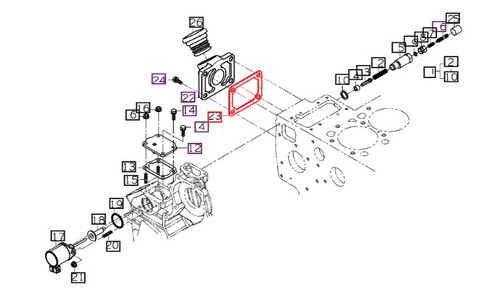 Mahindra pump cover gasket E550051662 replacing 1522151661 for 10 Series and eMax 22 25 tractor injection pump cover.