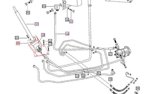 Mahindra HSU mounting bracket 007535063C1 E007535063C1 for 00 Series 4500, 5500, 6000, and 6500 4WD tractor power steering pipes and fittings in steering and linkages group.