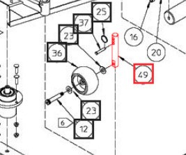 Mahindra Ameriquip 60 inch mower threaded wheel spindle AME451764 for Max 22 Max 24 Max 25 and eMax 22 25 mid mount mower deck gauge wheels.